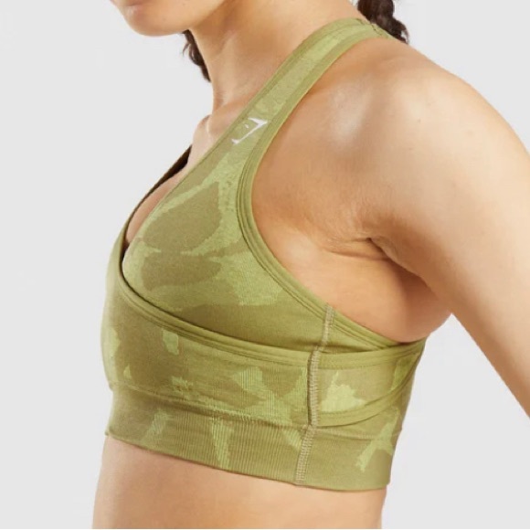 Gymshark Adapt Camo Seamless Sports Bra Griffin Green Medium Support M - Picture 3 of 11